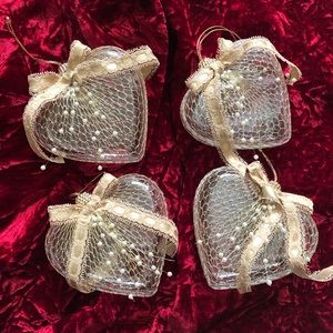 Vintage Net Heart Christmas Tree Ornaments